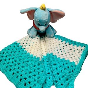 Hand made Baby blanket and Disneys Dumbo stuffie.